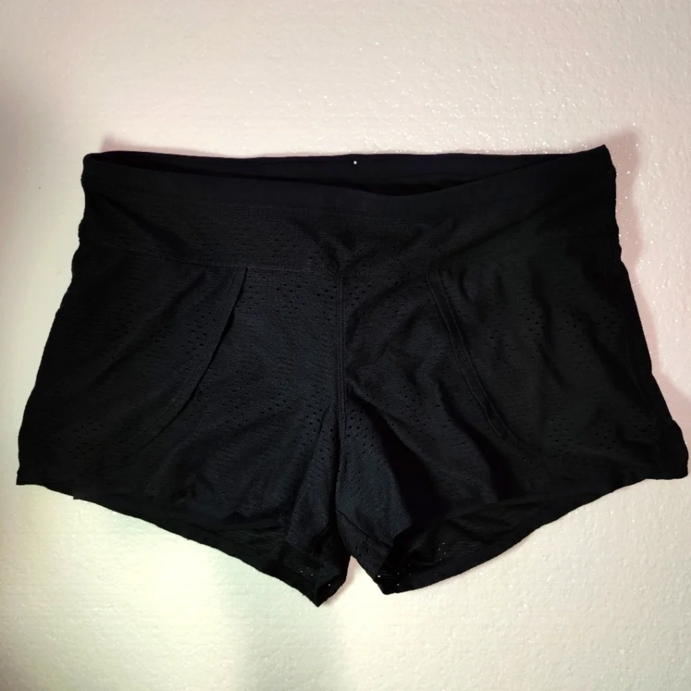 Athleta Prism 2-in-1 Built in Shorts Pull On Mesh black Womens Size M - Picture 1 of 9